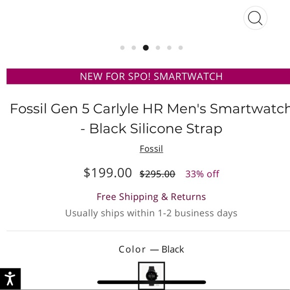 Fossil Gen 5 smart watch black with silicone strap - Picture 2 of 9